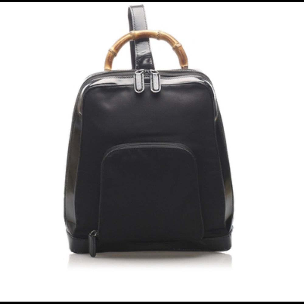 COPY - Gucci Backpack leather and nylon with bamboo